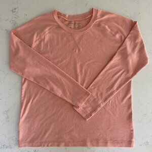 Eddie Bauer Casual Lg Sleeve Crew Neck Cotton Poly Drop Shoulder Top Peach Sz M